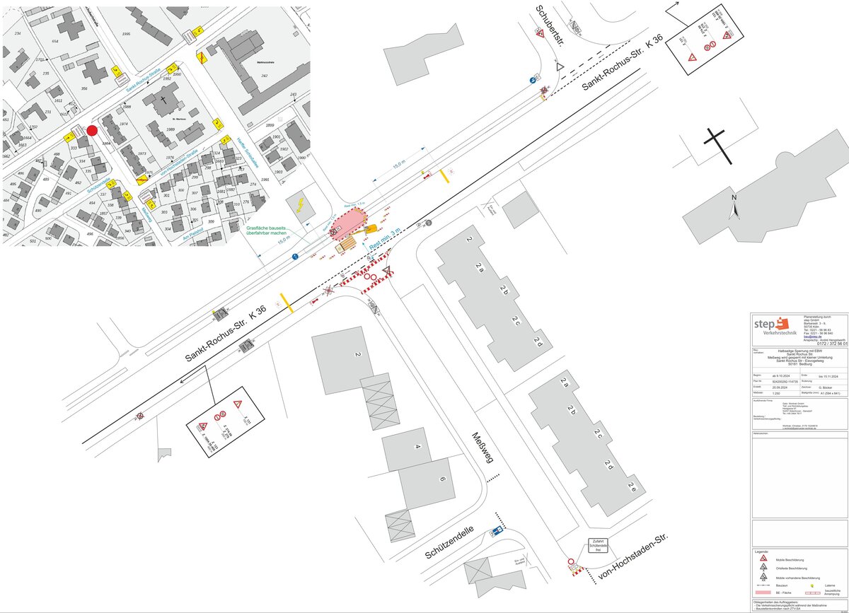 Einengung St.-Rochus-Str., Vollsperrung Meßweg VZ-Plan