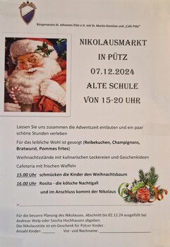 Nikolausmarkt Pütz - Flyer